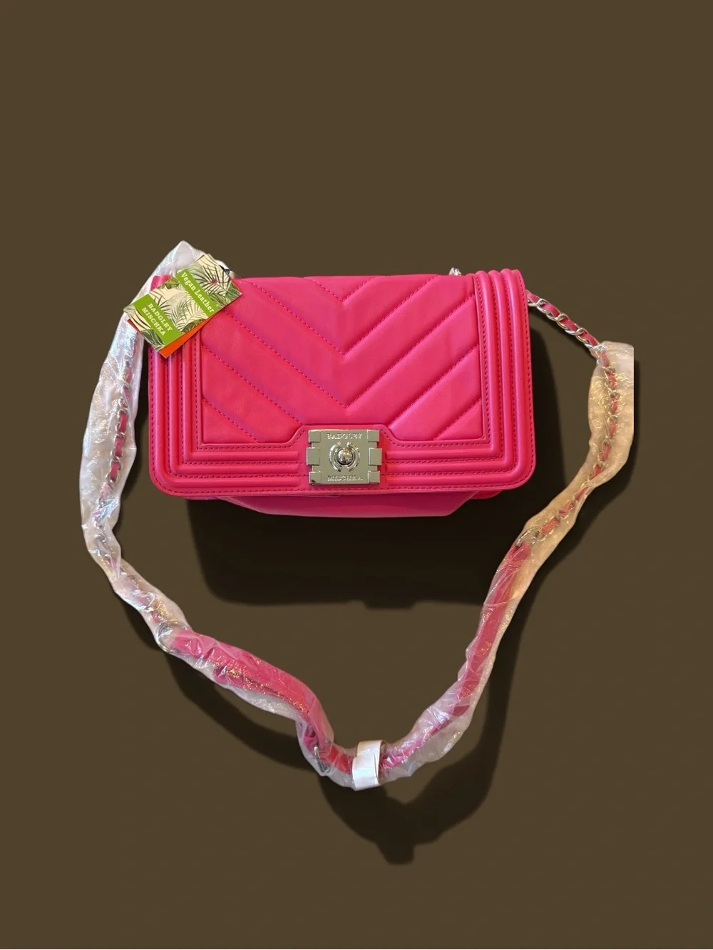 Badgley Mischka Vegan Quilting Cross Body Bag Hot Pink